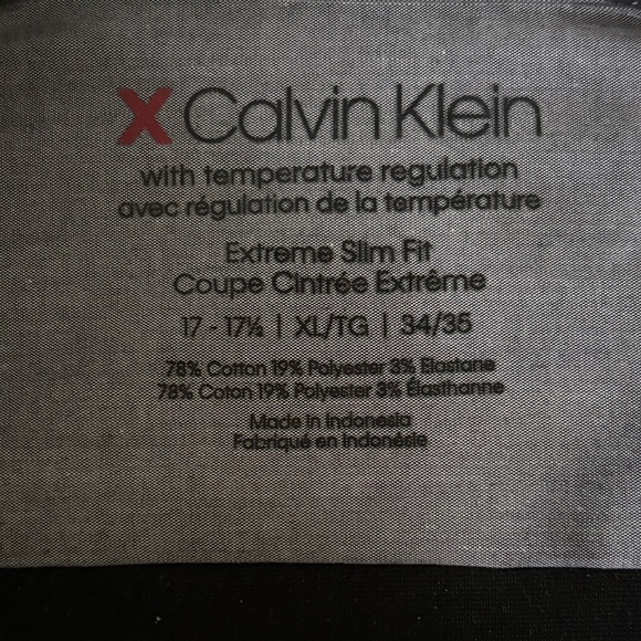CALVIN KLEIN EXTREME SLIM FIT BLACK MEN'S SHIRT SIZE 17-17 1/2 34/35 - Picture 2 of 2